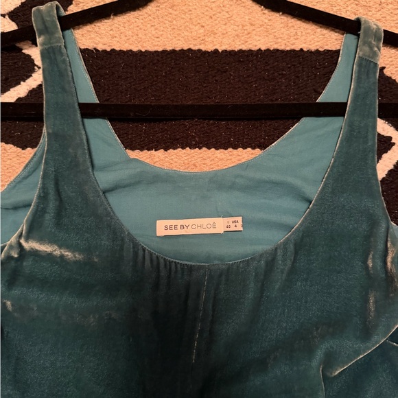 See By Chloe Teal Velvet mini dress - Picture 3 of 8